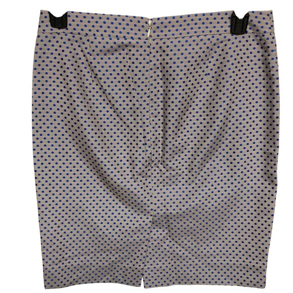 J.Crew Beige &‎ Blue Polka Dot The Pencil Skirt Womens Cotton Blend Size 8 - Picture 6 of 6